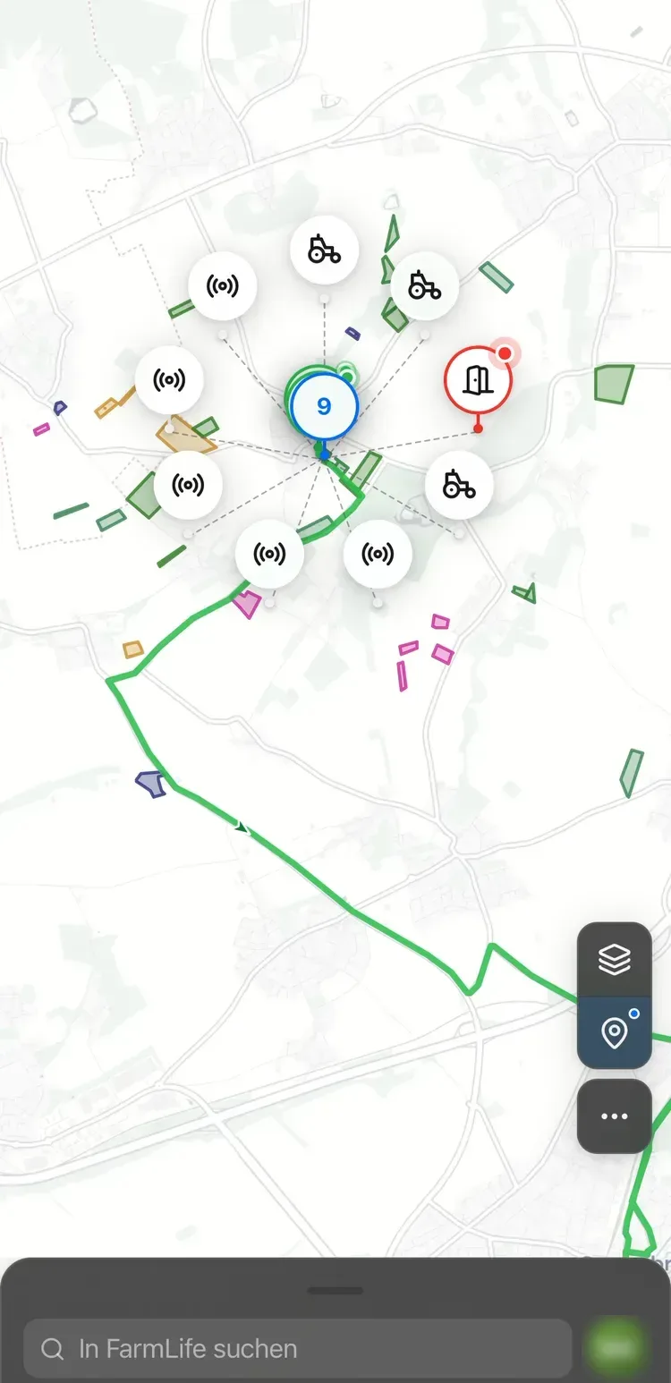 Dieselbe Hofkarte in der iPhone-App.